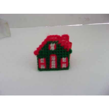 Vintage Hedaya Brothers Plastic Canvas Cross Stitch Napkin Rings HOUSE Set 4