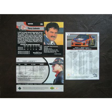 Three (3) Terry Labonte Motor Racing Cards (See Pictures and Description Below)