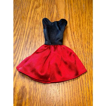 Barbie Christmas Dress Genuine Mattel Red Black Gold Party Dress With Gold Bows