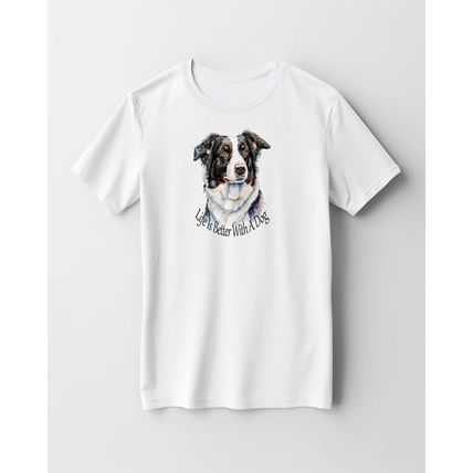 COLLIE DOG PRINTED T SHIRT -SUBLIMATION T SHIRT WITH FREE DELIVERY