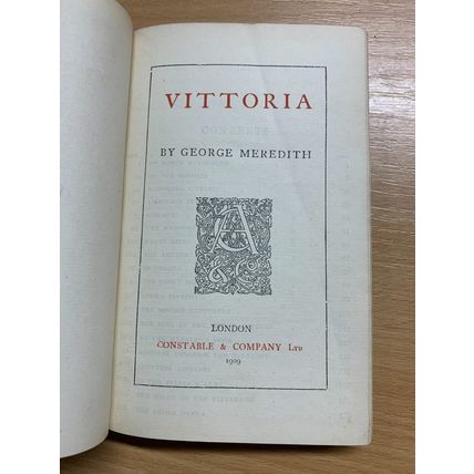 RARE* 1909 GEORGE MEREDITH "VITTORIA" FICTION LEATHER BOOK (P3)