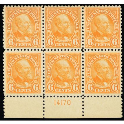 558, Mint VF NH 6¢ Plate Block of Six Stamps * Stuart Katz