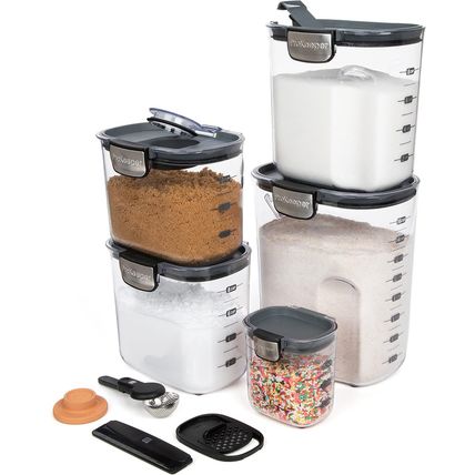 Prokeeper+ 9-Piece Airtight Food Storage Container Set – Clear Plastic Flour and