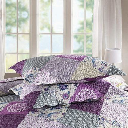 ENJOHOS Purple Queen Quilt - Bedspreads Queen Size, Reversible Patchwork Floral
