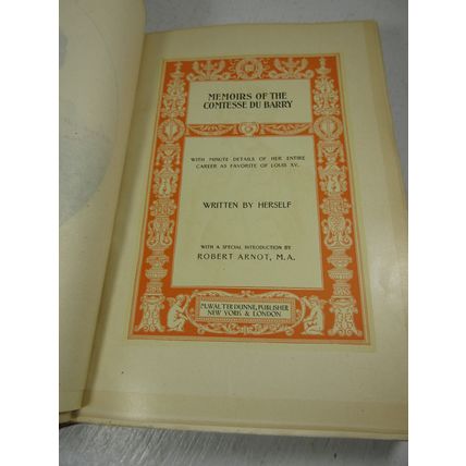 Memoirs Secret Chronicles of the Courts Europe Comtesse Du Barry 1903 Hardcover