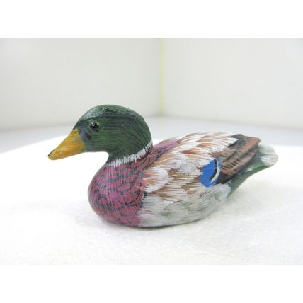 Vintage LOT of 5 Mini Duck Decoy Figures Stone Wood Hand Painted Mallard Goose