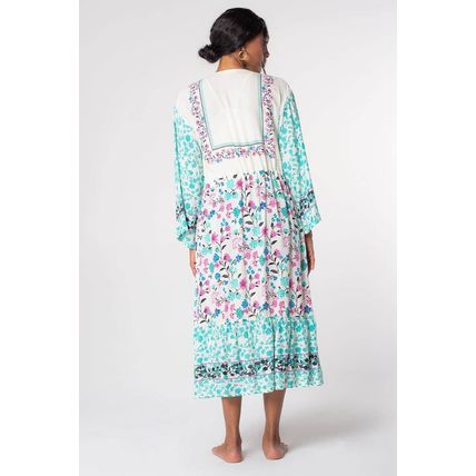Multicolor Long Sleeve Tassel Tie Floral Kimono