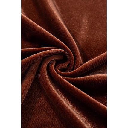 Coffee Plus Size V Neck Collared Pleated Back Rounded Hem Velvet Dress