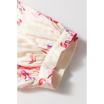 White Floral Print Lace up V Neck Balloon Sleeve Plus Size Shift Mini Dress