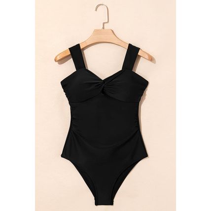 Black Cut out Twist Bowknot Backless One Piece Swimsuit