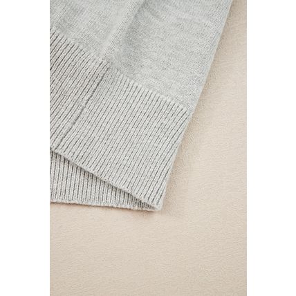 Light Grey Button Keyhole Lace Patchwork Drop Shoulder Sweater
