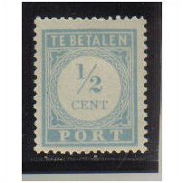 NETHERLANDS 1912 OFFICIAL 1/2C BLUE M/H SGD230