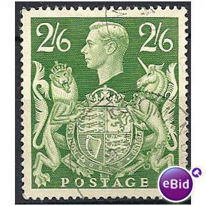 1942 - SG476b 2/6d Yellow-Green Very Fine Used .