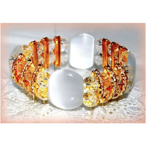 Outstanding 4 Large White Catseye White Swaroski Crystal Bracelet Jewellery 683