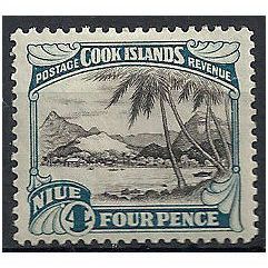 Niue 1932 SG59 4d Black & Greenish-Blue No Watermark Mounted Mint . .