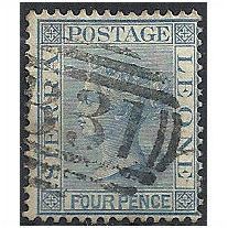 Sierra Leone 1883 SG26 4d Blue Wmk Crown CA Good/Fine Used . .