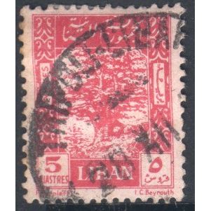 Lebanon 1947 - SG333c - 5p red - Cedar Of Lebanon - used