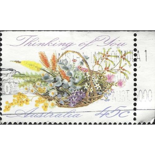 AUSTRALIA, FLOWER, Basket Blooms, Thinking of You, white 1991, 45c