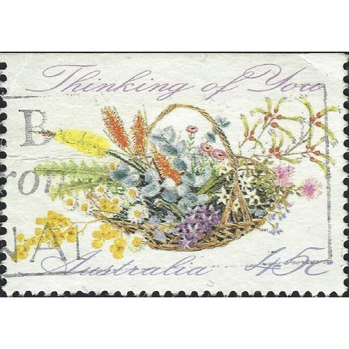 AUSTRALIA, FLOWER, Basket Blooms, Thinking of You, white 1991, 45c, #4