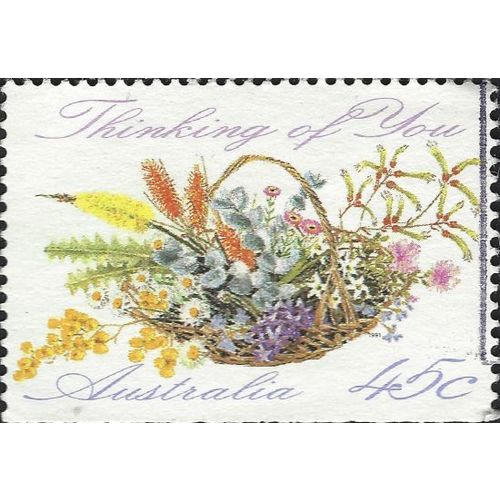 AUSTRALIA, FLOWER, Basket Blooms, Thinking of You, white 1991, 45c, #2