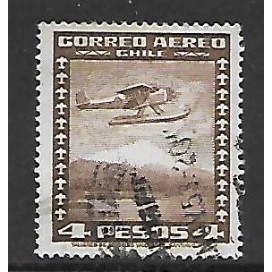CHILE 1934 AIR 4p BROWN F19 SEA PLANE SG 361 FINE USED#
