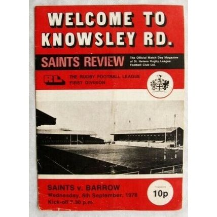 1978 programme St. Helens v. Barrow