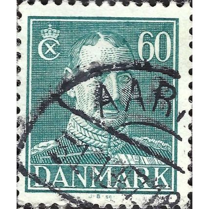 DENMARK, King Christian X, blue-green 1944, 60ore, #2