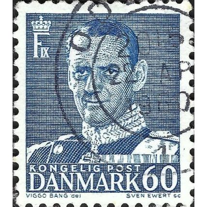 DENMARK, King Frederick IX, blue 1953, 60ore, #2