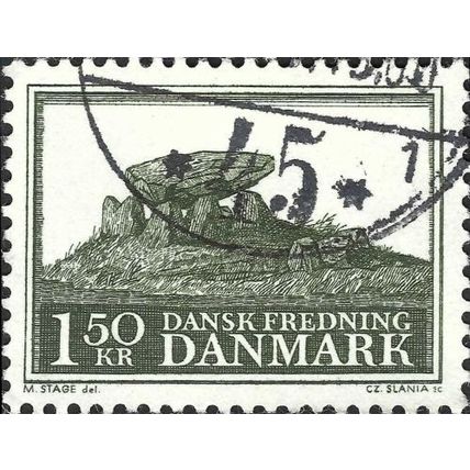 DENMARK, Neolithic burial site, green-grey 1966, 1.50Kr, #2