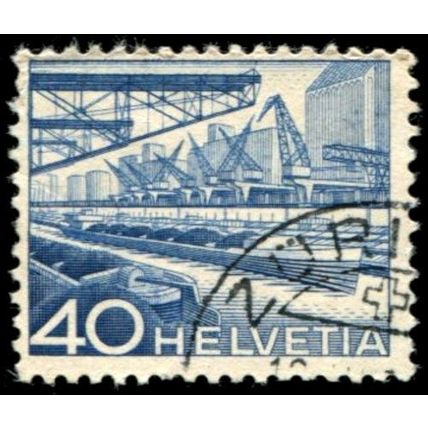 Switzerland 1949 40c Rhine Harbour Basel FU - SG 518
