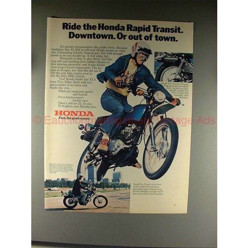 1976 Honda XL350 Motorcycle Ad - Ride the Rapid Transit