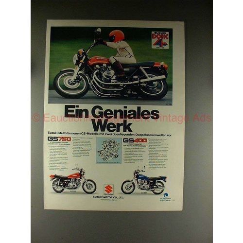 1977 Suzuki GS750, GS400 Motorcycle Ad, in German!!