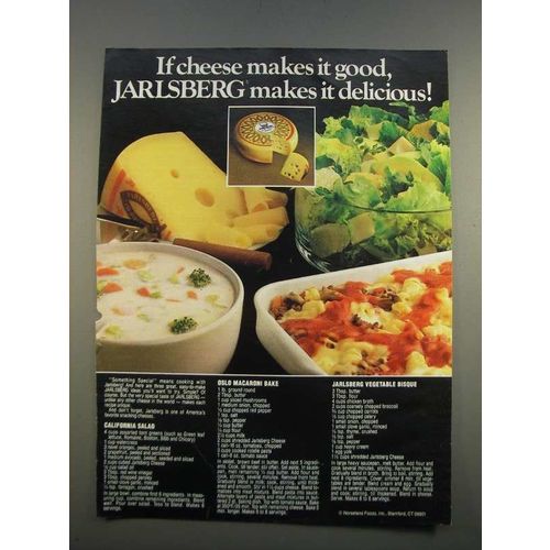 1986 Norseland Foods Jarlsberg Cheese Ad - Makes It Delicious