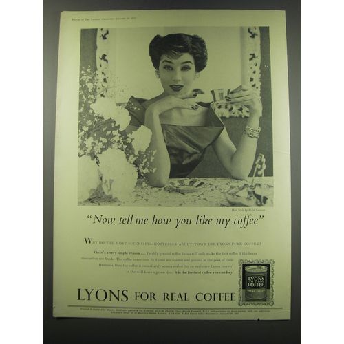 1957 Lyons Coffee Ad - Now tell me how you like my coffee