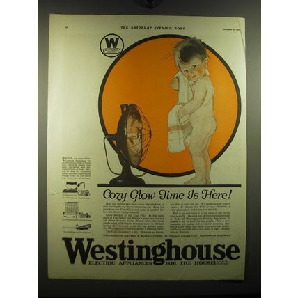 1921 Westinghouse Cozy Glow Heater Ad - Cozy glow time is here
