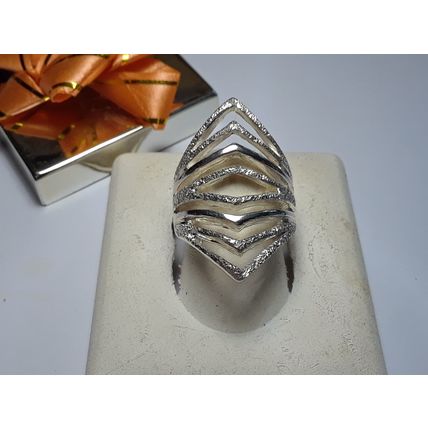 8 bar Open Wide Sparkle & Polished Sterling Silver 925 8.6 gram S-6 Ring #15624