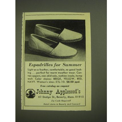 1974 Johnny Appleseed's Slippers Advertisement - Espadrilles for summer