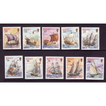 JERSEY 2000 INT STAMP EXHIBITION SHIPS SG 936 / 945 SET 10 VALS U/M MINT