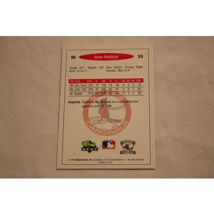 Juan Andujar 1991 Classic Best NO. 80