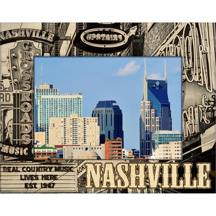 Nashville Tennessee Crossroads Laser Engraved Wood Picture Frame Landscape 8x10