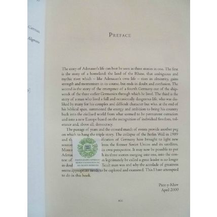 ADENAUER THE FATHER OF THE NEW GERMANY by CHARLES WILLIAMS HCDJ
