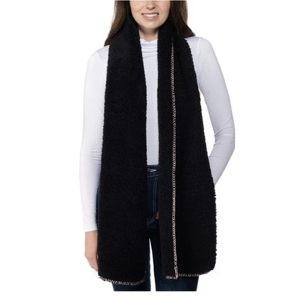 JENNI Womens Solid Sherpa Scarf Black One