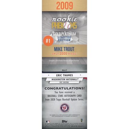 MIKE TROUT ROOKIE & ERIC THAMES 167/199 CERTIFIED AUTO ANGELS & NATIONALS STARS