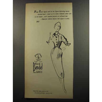 1953 Henri Bendel Dress Ad - Young-Timers figure well on the figure-flattering