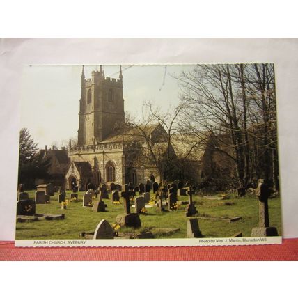 PARISH CHURCH, AVEBURY, BLUNSDON W.I. vintage postcard unposted WILTSHIRE W.I. =