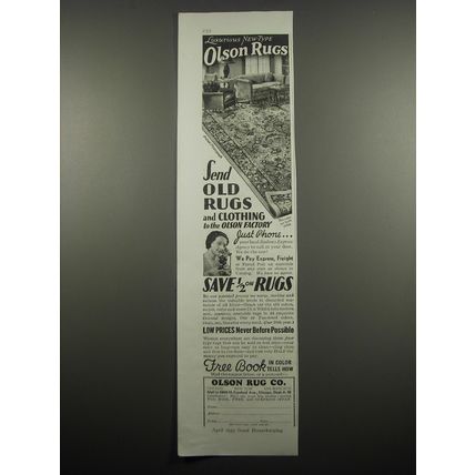 1933 Olson Rugs Ad - Send old rugs and clothing to the Olson factory