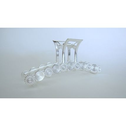 Long silver metal circles hair claw clip for medium thick hair