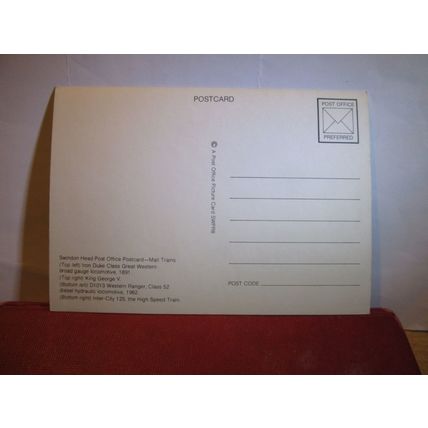 MAIL TRAINS OF THE SOUTH WEST, POST OFFICE CARD, unused postcard =