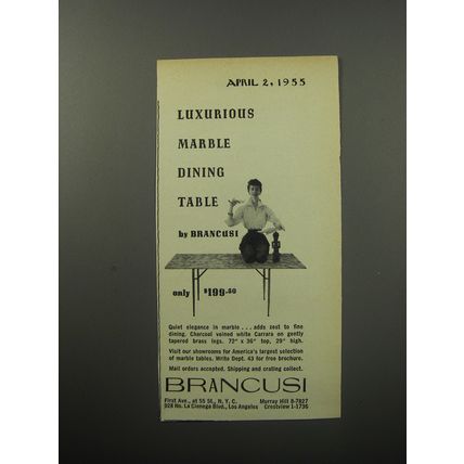 1955 Brancusi Marble Dining Table Ad - Luxurious marble dining table by Brancusi