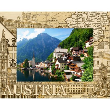Austria Germany Laser Engraved Wood Picture Frame Landscape (5 x 7)
